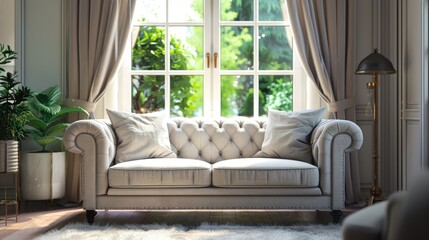 Poster - Elegant lounge with cozy sofa by window