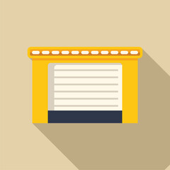 Poster - Illustration of a yellow automatic garage door closing with a long shadow