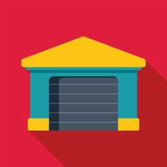 Poster - minimalist illustration featuring a closed garage, evoking themes of security and home ownership