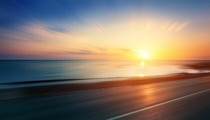 Poster - motion blurred background of sunset on the sea