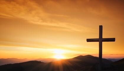 calvary sunset background for good friday he is risen generative ai