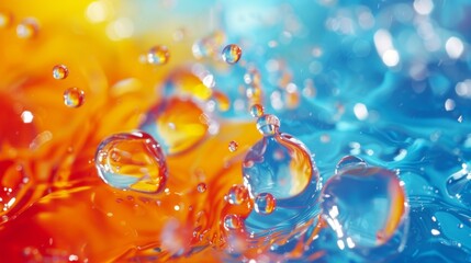 Wall Mural - Colorful Liquid Drops Mixing in Water