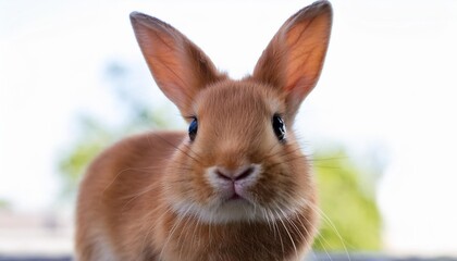 Wall Mural - closeup of a cute reddish brown bunny