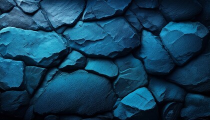 Wall Mural - navy blue to dark teal gradient color rough grunge rock texture close up background from generative ai