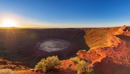 Wall Mural - sunset on meteor crater natural landmark near flagstaff arizona