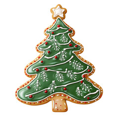 a green christmas tree cookie, png