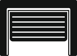Poster - automatic security garage door system providing protection, black and white icon illustrating a secu