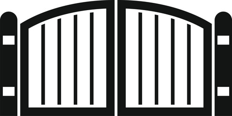 Sticker - Simple icon of a large closed double swinging driveway gate protecting a property