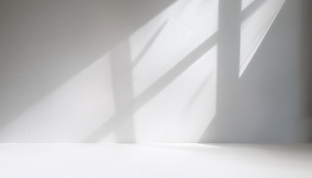 Wall interior background, studio and backdrops show products.with shadow from window color white and grey. background for text insertion and presentation product
