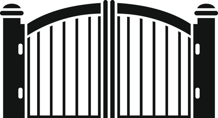 Poster - simple icon of a big metal gate protecting the entrance of a property