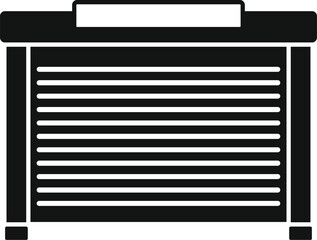 Poster - black and white icon of a closed roll up garage door, providing security and peace of mind