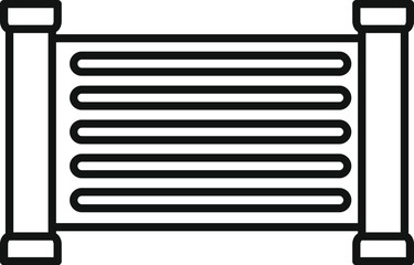 Poster - car radiator, cooling system with metal tubes, spare parts icon, outline style