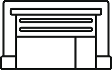 Poster - Line drawing of a garage door featuring a rolling shutter, ideal for security and property protection