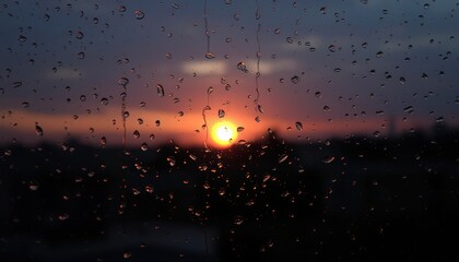Wall Mural - Sunset Through Raindrops.