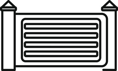 Poster - black outline representing a simple gate, offering a visual concept of security and entrance