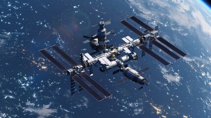 Sticker - Floating among the stars, astronauts meticulously build a space station. Their careful coordination and technical expertise are essential in creating a safe and functional habitat for space missions.