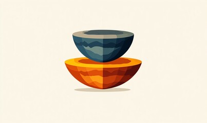Poster - Abstract Illustration of Stacked Geometric Bowls