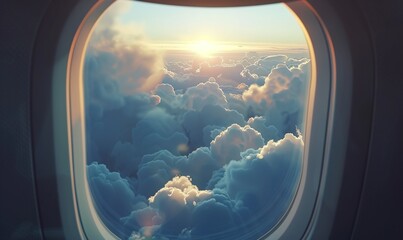 The view from the airplane window is stunning with panoramic view of the beautiful sky Generate AI