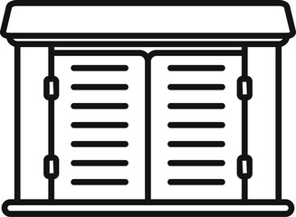 Poster - simple line icon of a window with closed shutters, providing privacy and security