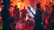 © peerawat - Illustrate a Halloween party with a live band playing spooky tunes, creating a lively and festive environment for guests.