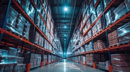Poster - In a temperature-controlled warehouse, perishable goods are stored in optimal conditions. The specialized environment ensures the quality and safety of sensitive products throughout 