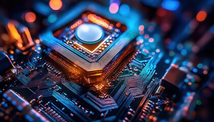 Poster - High-Resolution Close-Up of a Computer Chip