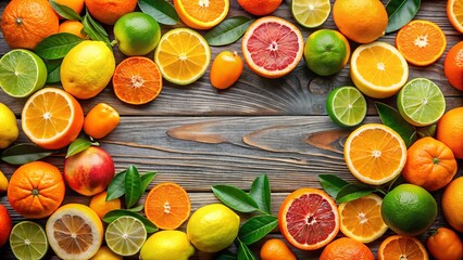 Colorful background of fresh citrus fruits, orange, tangerine, lime, lemon , citrus, fruits, fresh, ripe, sweet, bright