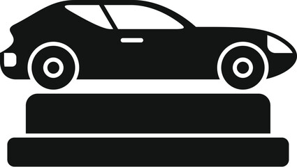 Poster - Black car parking on top of podium icon in simple style isolated on white background