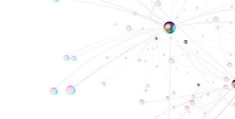 Poster - Abstract 3d rendering of network concept. Modern background. Futuristic shape with spheres and lines. Design for poster, cover,