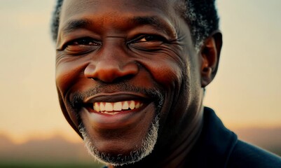 Wall Mural - Portrait of a happy senior african american man smiling at the camera