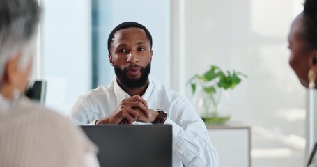 Aufkleber - businessman, people and conversation in office for meeting with management consultant, collaboration