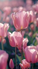 Canvas Print - Pink Tulips in the Sunlight