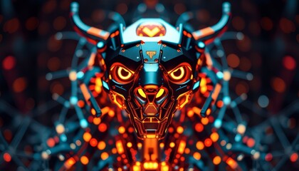 Wall Mural - Futuristic Robotic Animal Head.