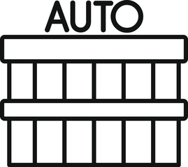 Poster - simple line icon representing an auto service station building