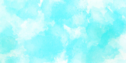 Wall Mural - Abstract watercolor blue painted white clouds with pastel sky wallpaper. Cloud sky pastel abstract gradient blurred. soft light sky image canopy blue wallpaper or background.