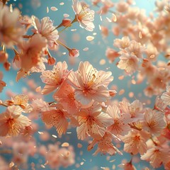 Wall Mural - Cherry Blossoms in Flight