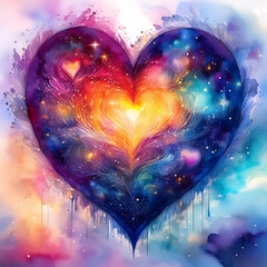 Wall Mural - Galaxy Heart, Heart in the sky