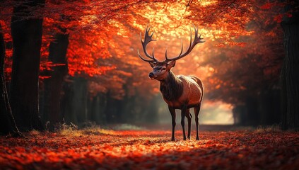 Sticker - Majestic Deer in Autumn Forest