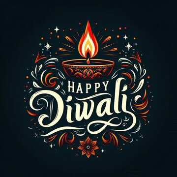 Happy Diwali text vector art | Happy Diwali text design | Happy Diwali cursive font design | Diwali Festival vector | Deepavali design. AI generated