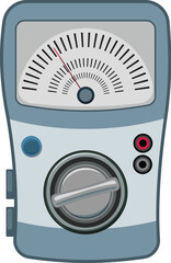 Poster - analog multimeter measuring electricity with dial, rotary switch, button and connectors