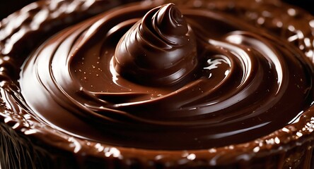 Close-up, high-resolution image of a rich, creamy chocolate spread 