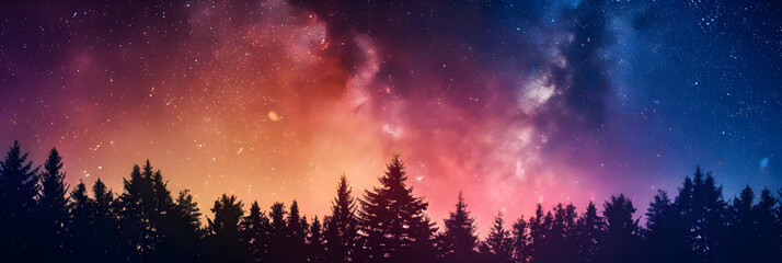 Night Sky with Stars and Silhouette of Trees Photo