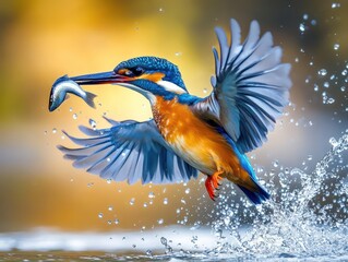 Poster - Kingfisher Catching Fish