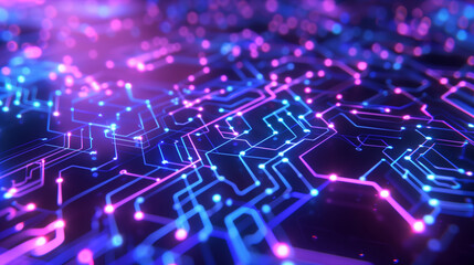 Poster - high-tech background featuring a complex grid of glowing lines and nodes, digital tech wallpaper 