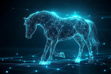 Wall Mural - horse. Digital wireframe polygon illustration. technology of lines and points.	
