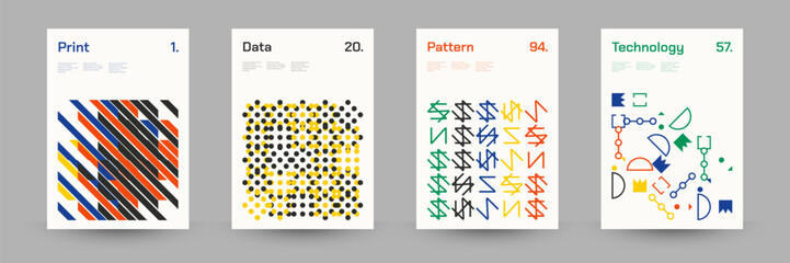 Geometric Abstract Cover Poster Set. Abstract Shape Background for Magazine Brochure Flyer and Page Layout. Vector Illustration