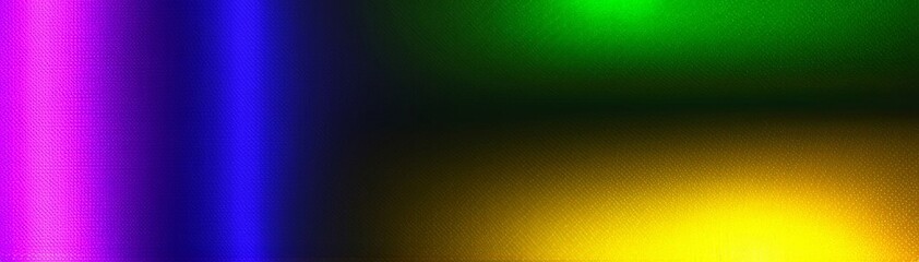 3D bright abstract banner on the theme of Mardi Gras. Soft gradient waves of yellow, green and purple colors. Mardi Gras Festive Background. Copy space