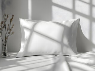 White pillowcase mockup displayed on a plain background, with subtle shadows and simple design