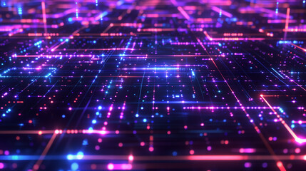 Poster - high-tech background featuring a complex grid of glowing lines and nodes, digital tech wallpaper 