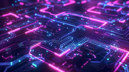 Poster - high-tech background featuring a complex grid of glowing lines and nodes, digital tech wallpaper